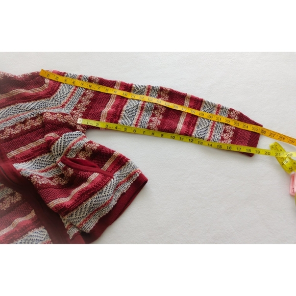 Loft Maroon/Red White & Black Full Zip Cardigan Sweater Size XL - Picture 5 of 10